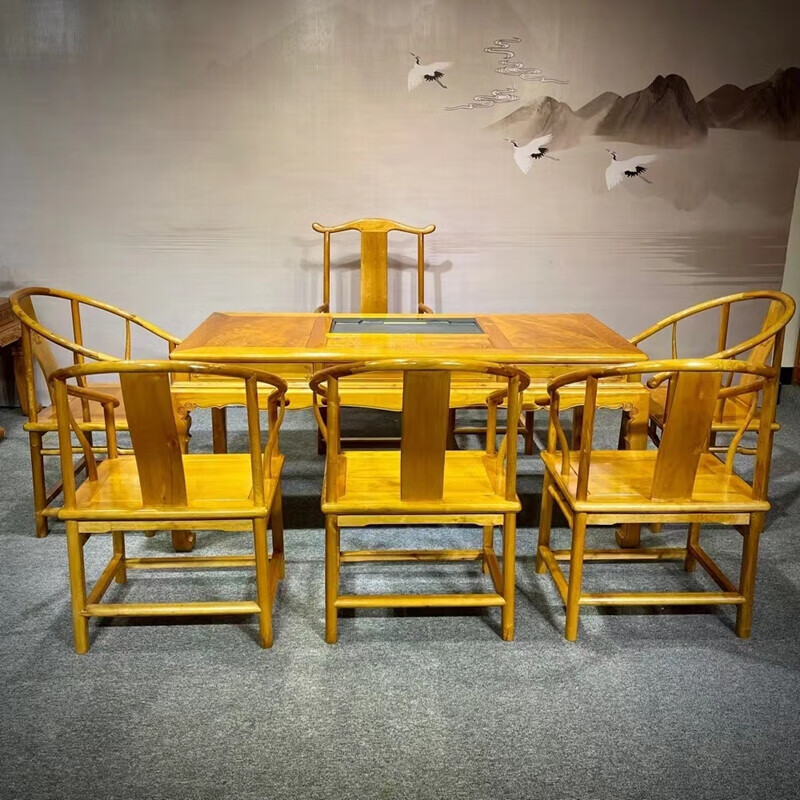古樽堂金丝楠木明式马蹄茶桌小叶桢楠实木中式古典简约现代高档家具