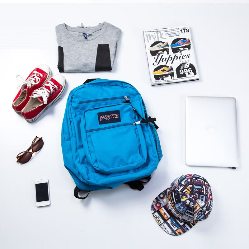 JANSPORT杰斯伯双肩包男女大学生书包高中34L背包TDN7 01F 水湖蓝-18年复古款