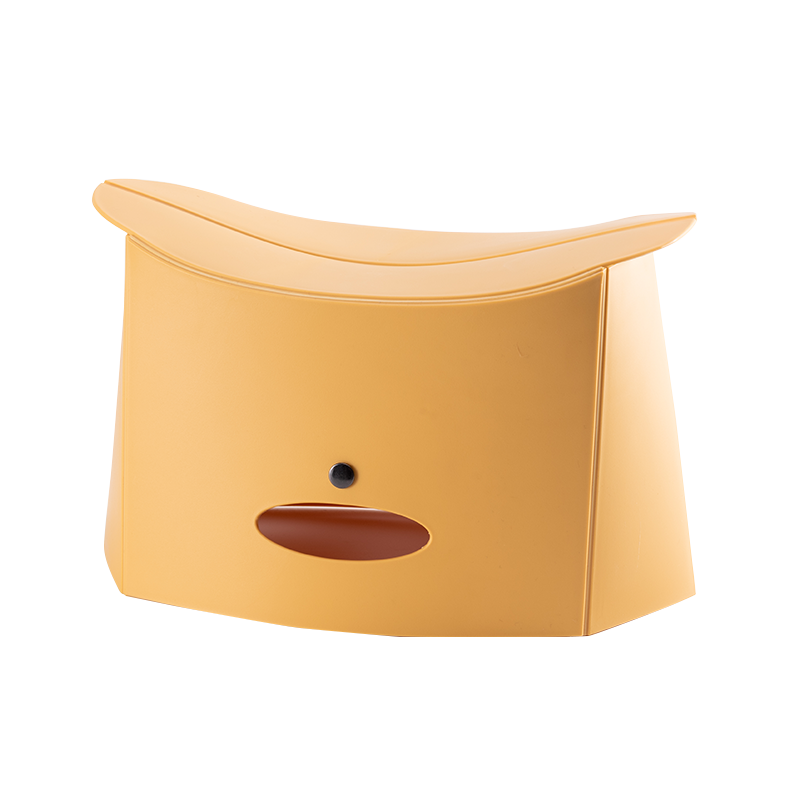 好尔折叠凳子 塑料收纳凳1CM薄便携手提塑料郊游凳 矮凳迷你纸片小板凳 黄色