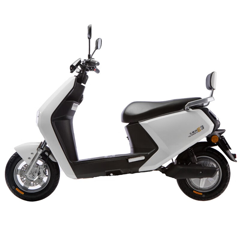 电瓶车玉骑铃电动摩托车E3整车成人双人踏板代步大功率电摩托 塔夫绸白/动力版 72V20AH