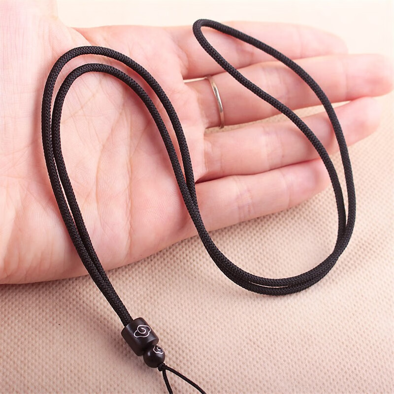 今传福祥云檀木挂绳镶嵌银丝项链绳编织男女翡翠吊坠玉佩平安扣吊坠