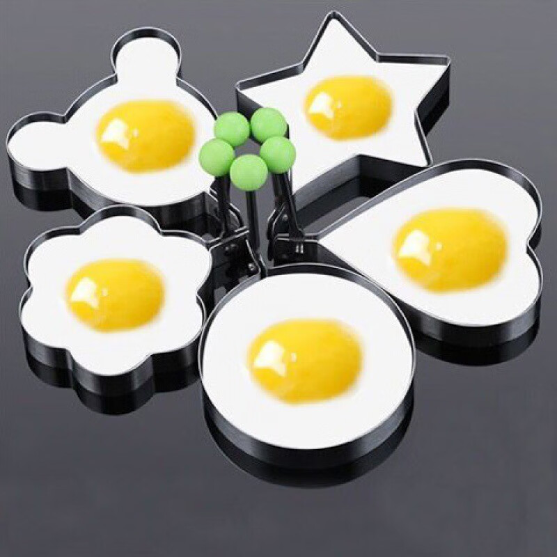 不锈钢煎蛋做鸡蛋模具模子炸煎摊饼家用神器心形花形星形圆形DIY煎蛋模型创意煎蛋器 随机5个装