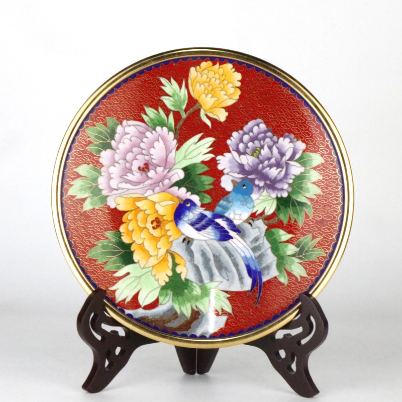 名门钰礼北京特色工艺品10寸景泰蓝圆盘看盘珐琅家居客厅商务会议礼品