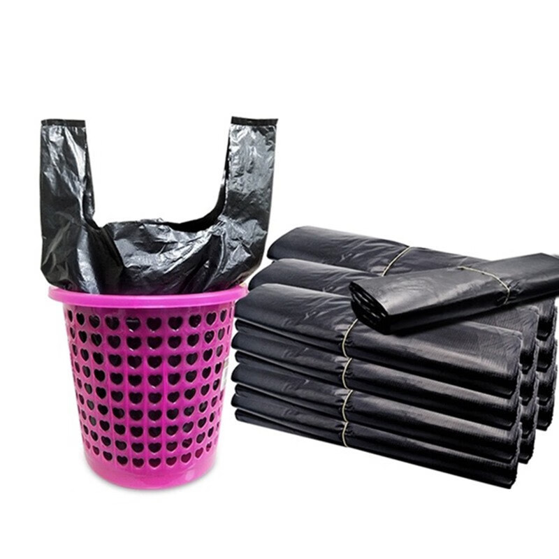 木木呷   垃圾袋家用加厚黑色手提背心式拉圾袋批发一次性塑料袋厨房 32*52cm 加厚300个