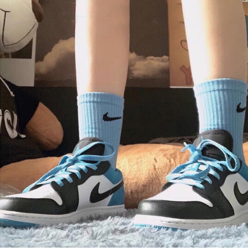 耐克(nike)男女鞋 air jordan 1 low aj1北卡蓝黑绿黑金脚趾蓝低帮