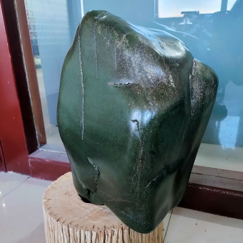仙来阁 140斤和田玉沙枣青玉籽料大块原石大玉石投资投资大摆件客厅