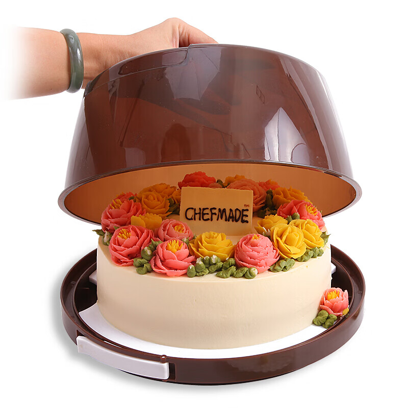 学厨 烘焙工具 可重复使用家用蛋糕盒 6-8寸圆形手提透明包装保鲜点心盒子 赠送冰袋 WK9204