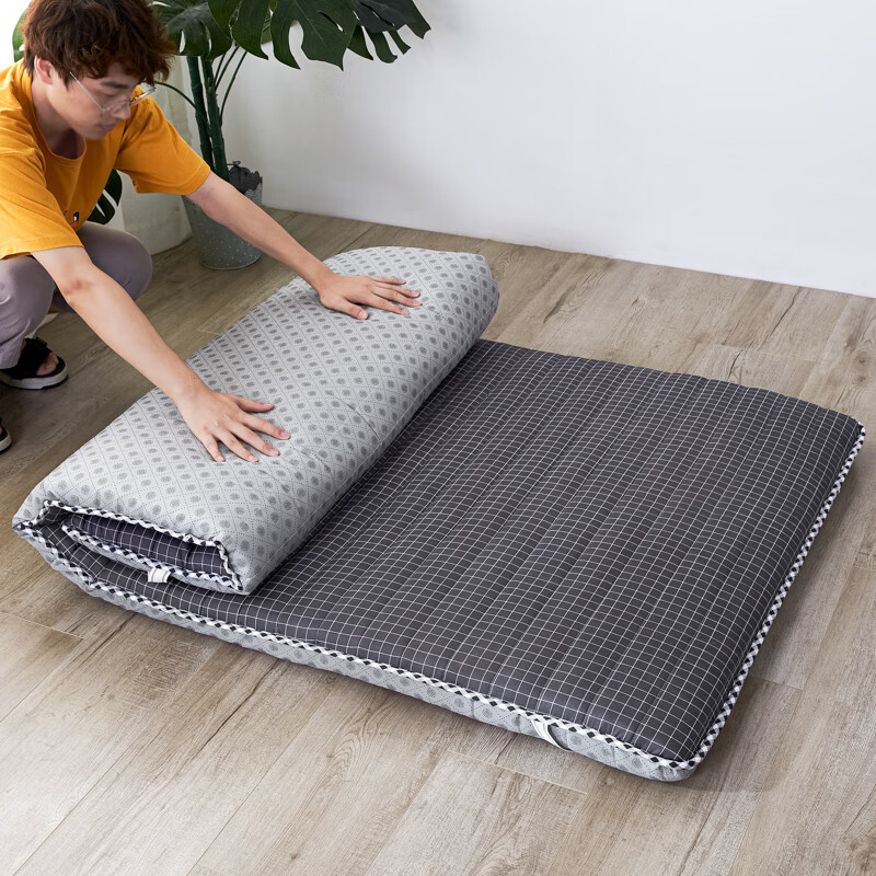床垫软垫被1大学生宿舍0.9m床褥子1.2米单人寝室90x190cm2加厚1.9 加厚绗绣款-黑格格 0.9m宽1.9m长