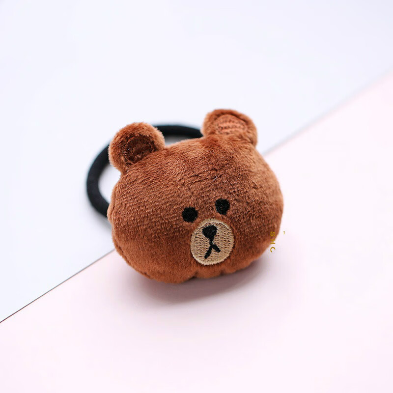 萌日系甜心软妹少女发绳发圈发饰可爱头饰 软萌小动物头绳布朗熊 实物