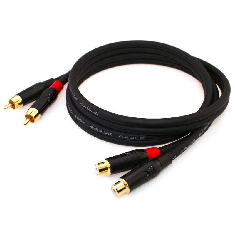 七幻 双莲花公对母音频线 AV红白 二对二 2RCA延长线CD 功放音箱音响调音台连接线 双莲花延长线【公对母】 12米