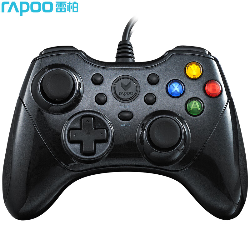 雷柏(Rapoo) V600 电竞级振动游戏手柄 有线手柄 电脑游戏手柄 黑色