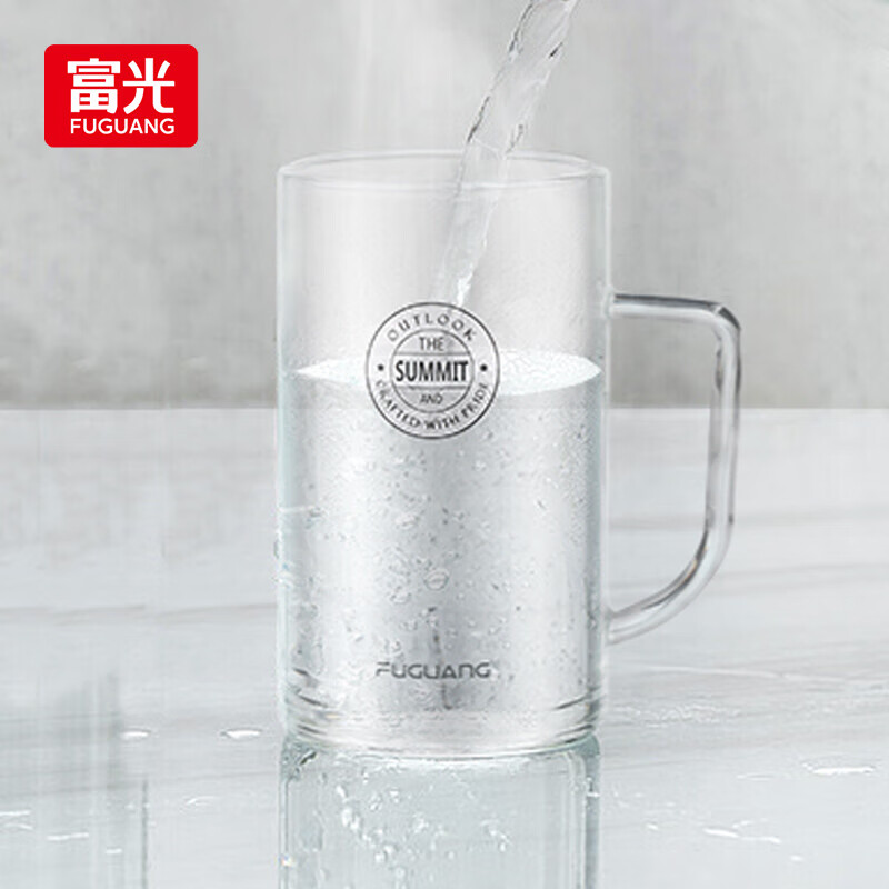 富光玻璃水杯带把大容量杯子茶杯便携随手水杯玻璃杯家用泡茶玻璃杯 本色 780ml