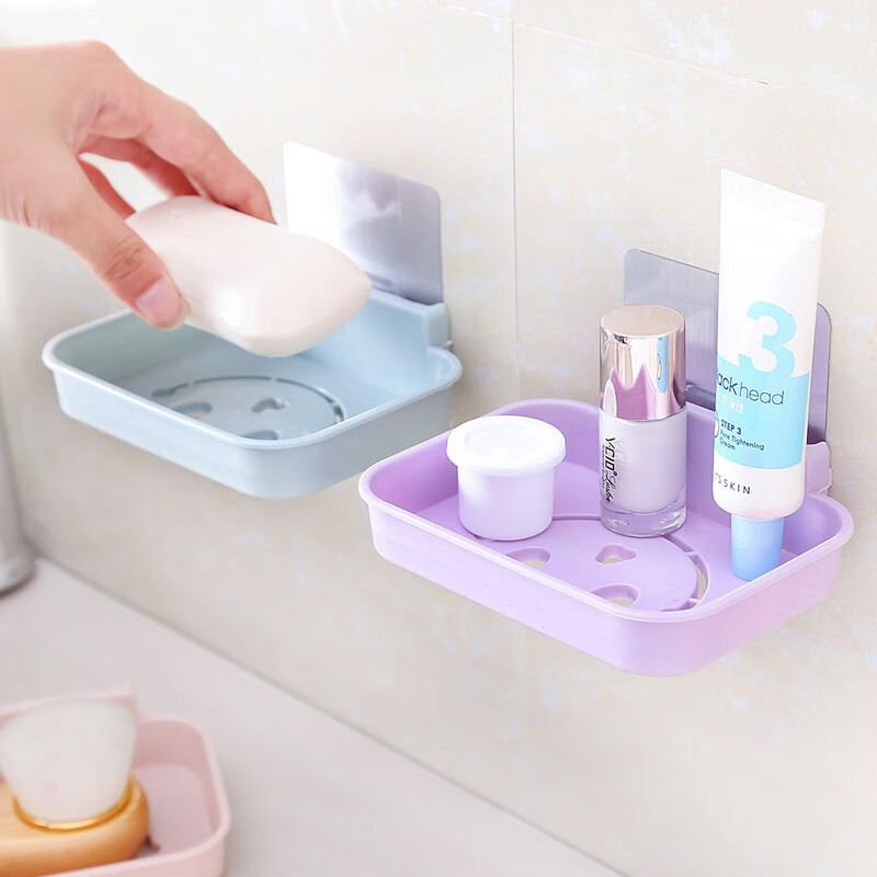 拔喜塔 肥皂盒香皂盒免打孔肥皂架壁挂式洗漱架沥水浴室置物架 2个装-颜色随机