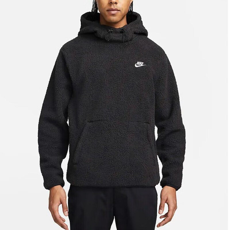 耐克(nike) 卫衣男秋季新款大勾羊羔绒休闲保暖运动连帽开衫 dd5014