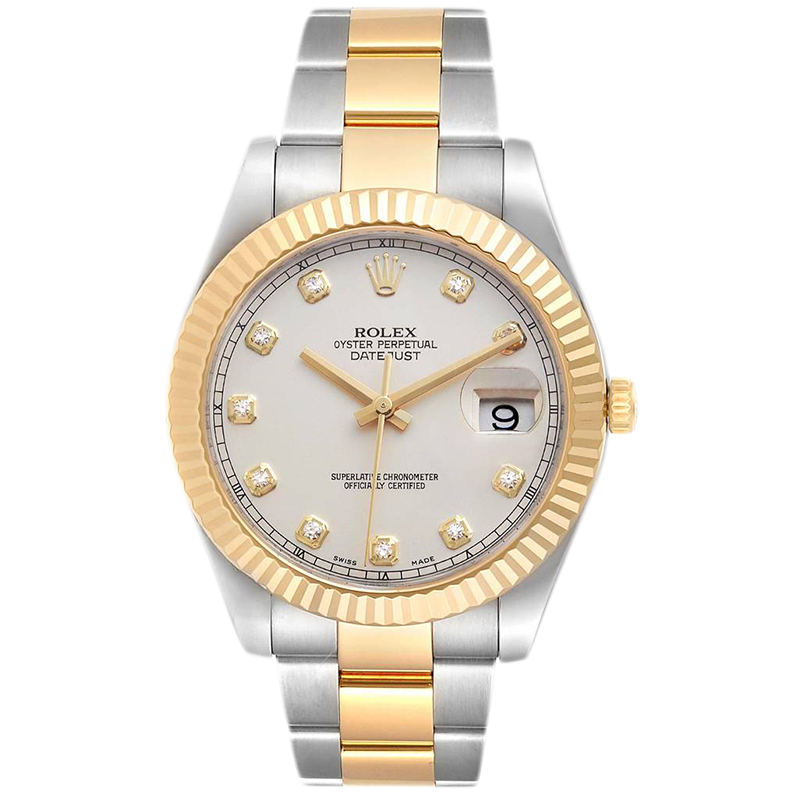 【二手95新】劳力士手表日志型系列黄金/钢自动机械116333象牙盘镶钻