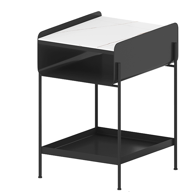 密林 创意简约中式可移动铁艺边几角几客厅沙发小茶几小户型收纳柜 边几（29）镂空方形-绿