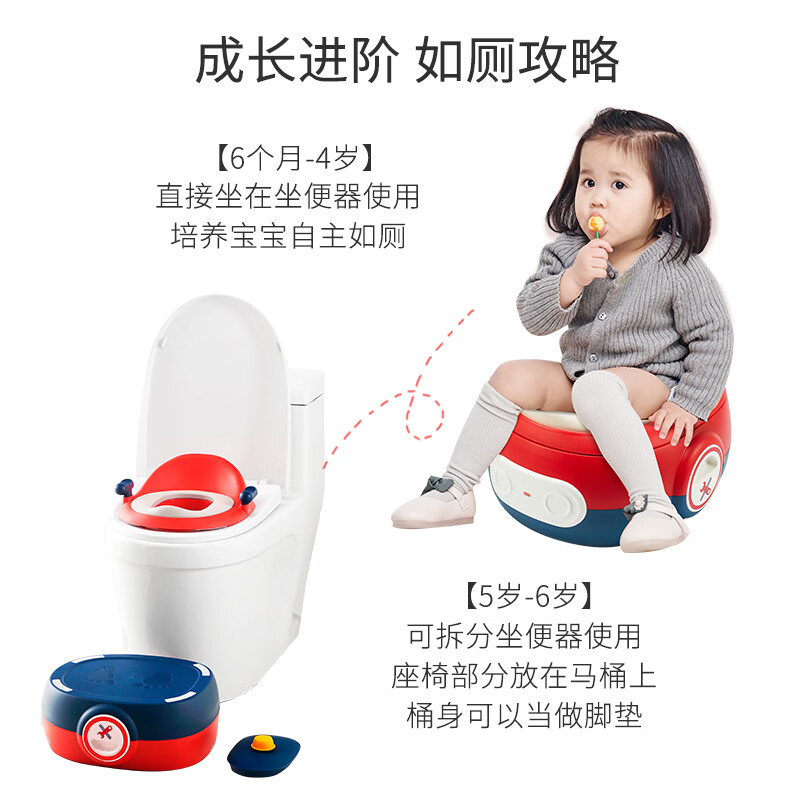日康（rikang）儿童马桶 宝宝座便器婴儿便盆  PU垫三合一功能 【25升级款】PU垫套装款 【红色】