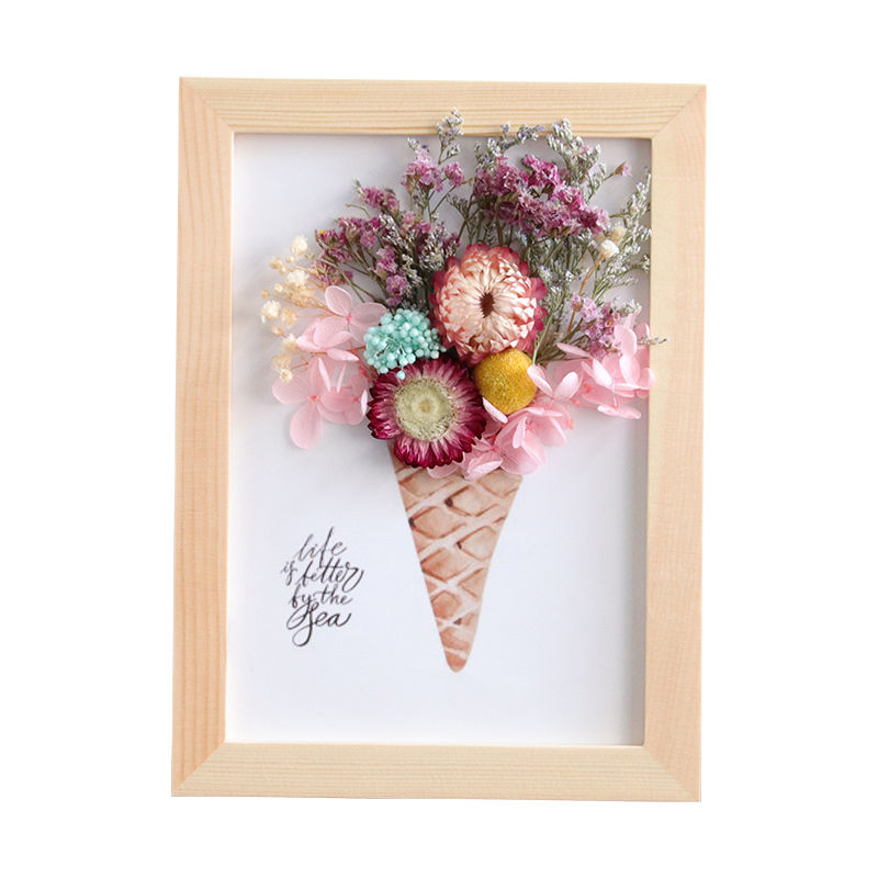 干花干花相框手工立体干花相框贴画材料包创意沙龙手工活动套餐 实木