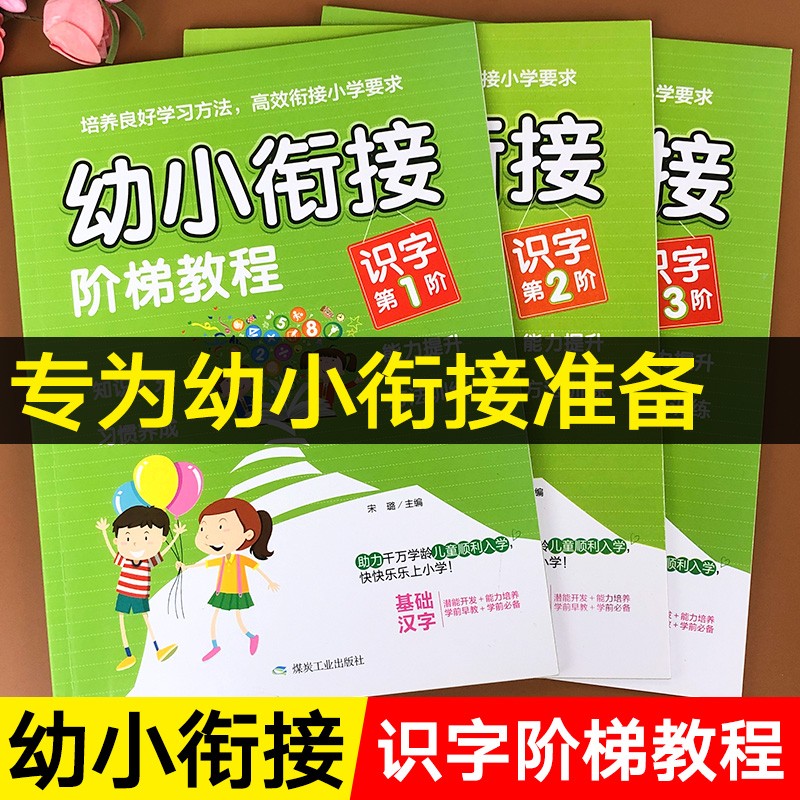 幼小衔接阶梯教程 识字 全3册 学前班幼儿园大班中班升一年级学前识字一日一练综合训练 幼升小学前准备系列