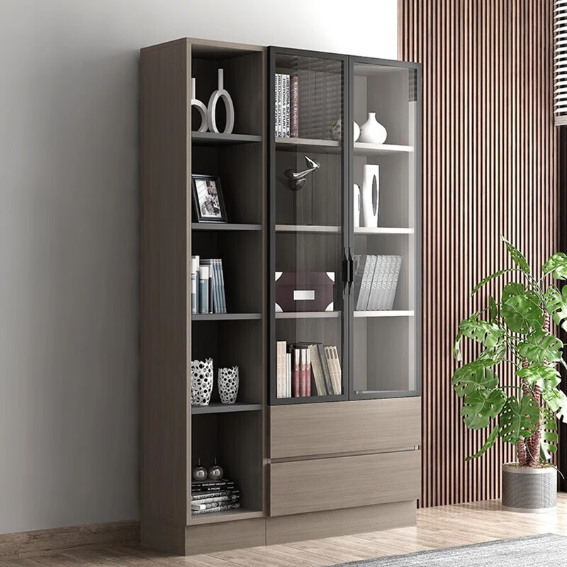 0黑色六门书柜办公室文件柜铁皮柜资料档案柜拆装凭证柜窄边储物柜to