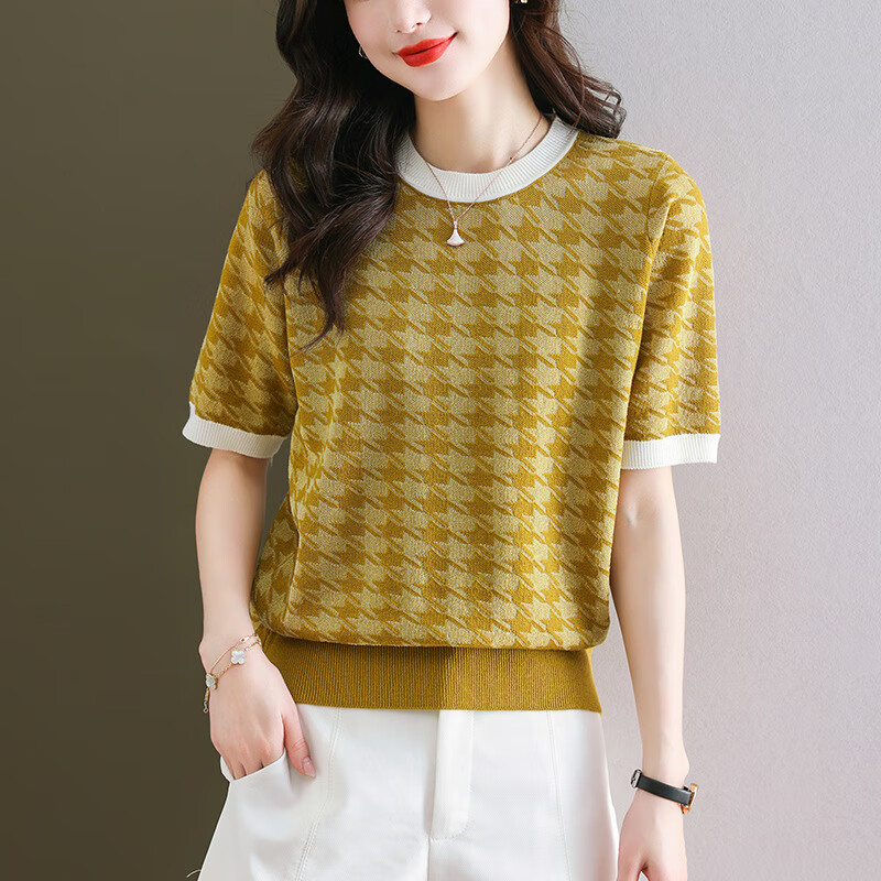 香影纯冰丝短袖t恤女夏季薄款夏装新款宽松遮肚子圆领上衣年轻女装