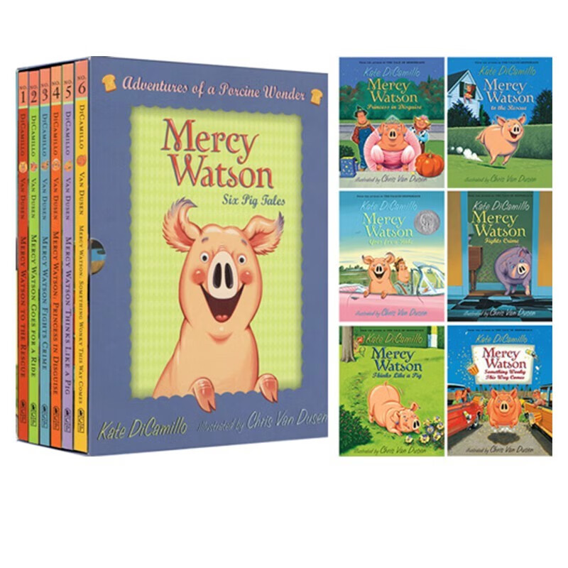 预售 Mercy Watson 小猪梅西历险记 6册礼盒装 英文原版 儿童桥梁章节小说 Kate DiCamillo 爱德华的奇妙之旅同作者 绘本图画书