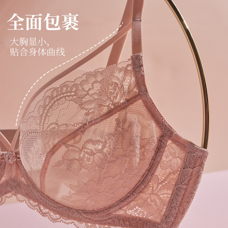 夏娃的诱惑极光组内衣女夏季薄款软钢圈蕾丝文胸上托性感纯欲风防下垂胸罩 粉色 70C