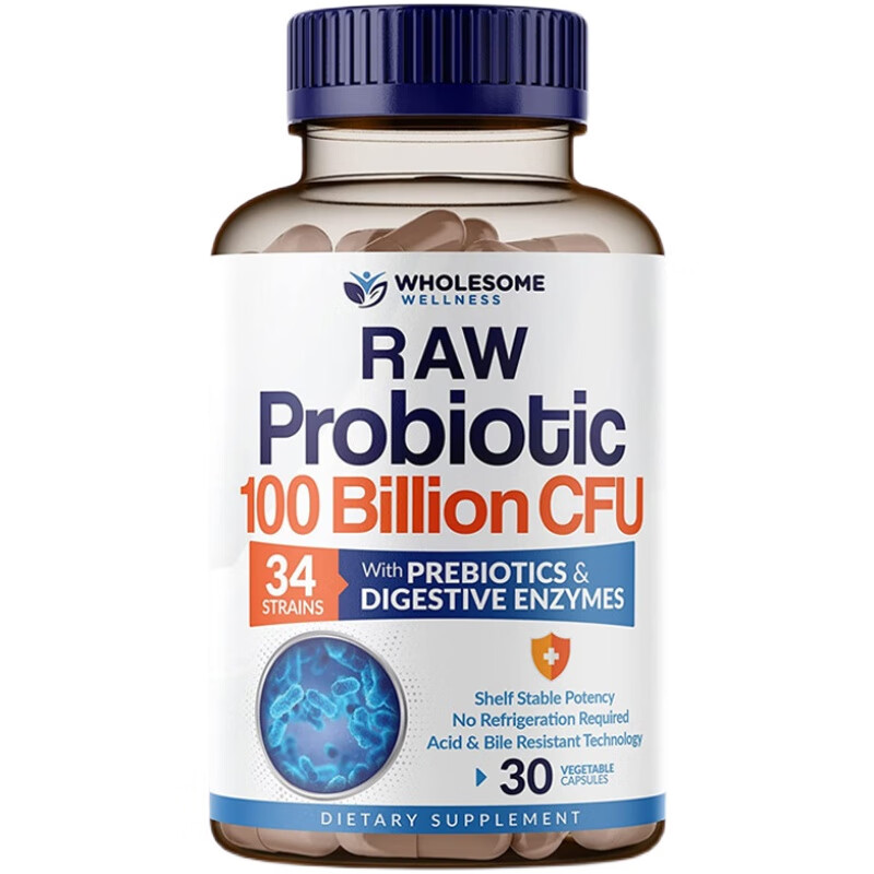 美国holesome wellness raw probiotic100billion30粒 on30粒