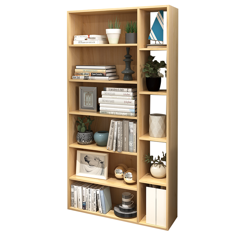木以成居 书架落地 简易书架书柜 客厅卧室书房阳台自由组合简约实木色小柜子  六层 原木色LY-4189