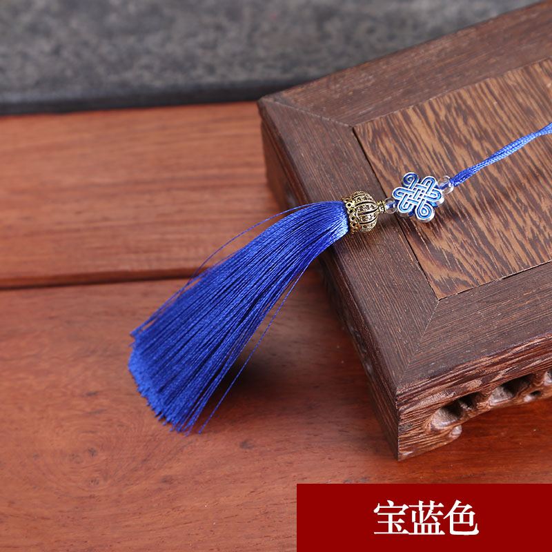 金属中国结合金帽扇坠小吊穗汉服压襟书签流苏 宝蓝色 多买多送颜色