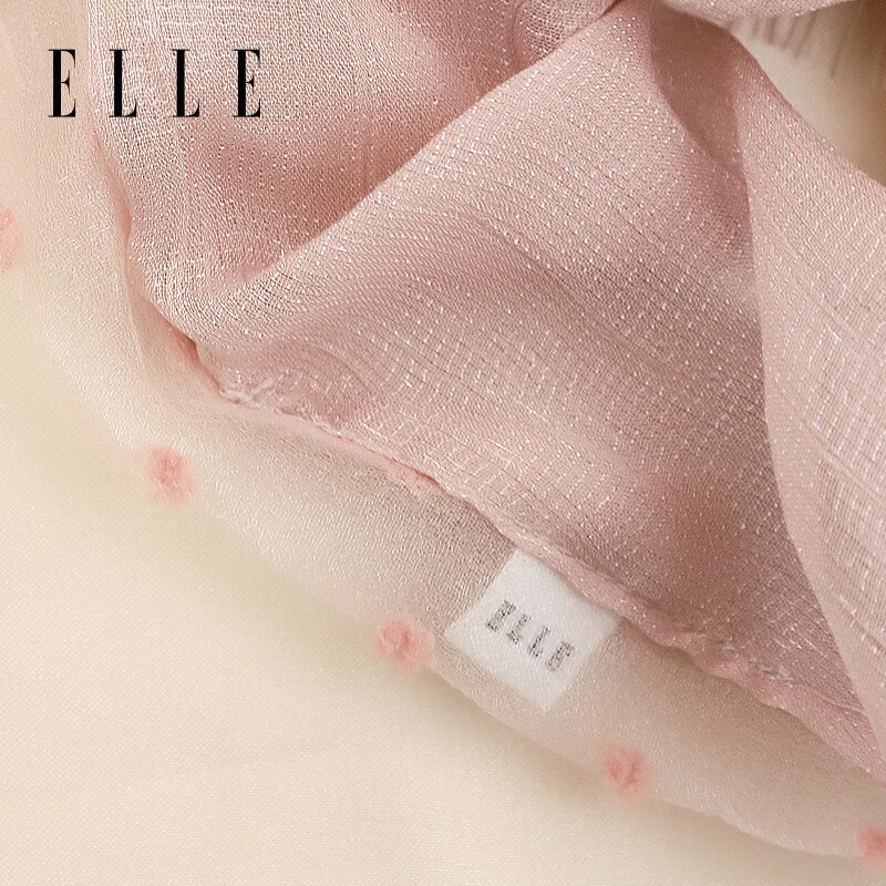 ELLE点缀装饰简约大肠发圈百搭网纱皮筋发绳优雅头饰七夕情人节礼物 粉紫色