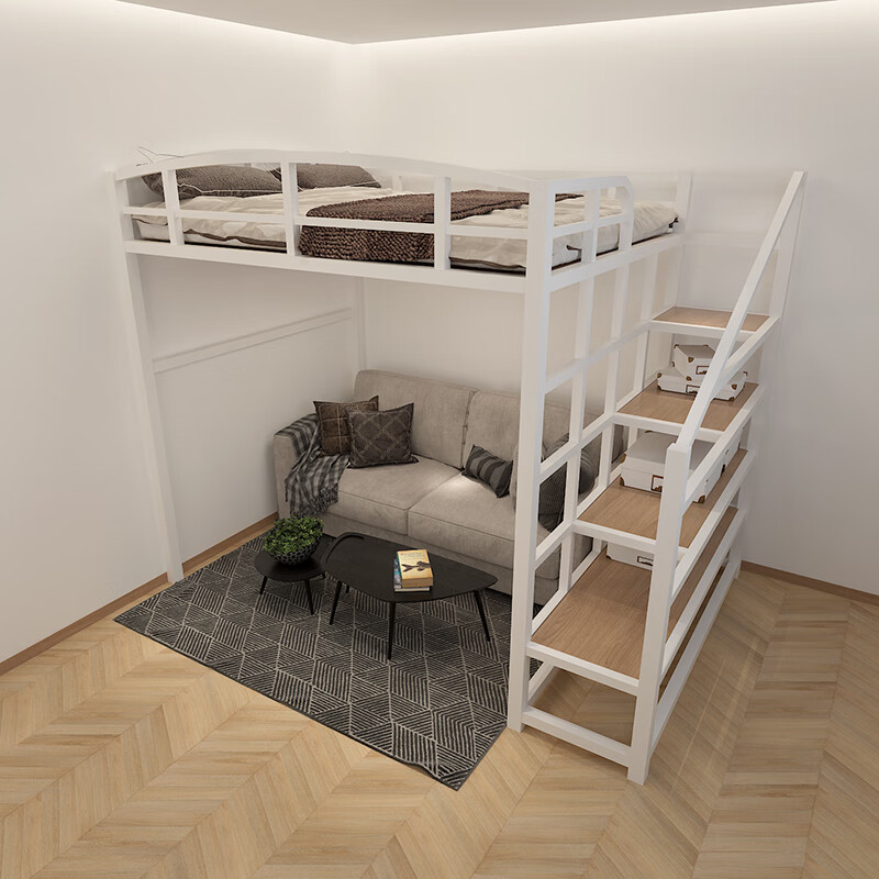 媿魅  上下床铁床loft公寓阁楼床悬挂式小户型复式二楼上铺省空间多