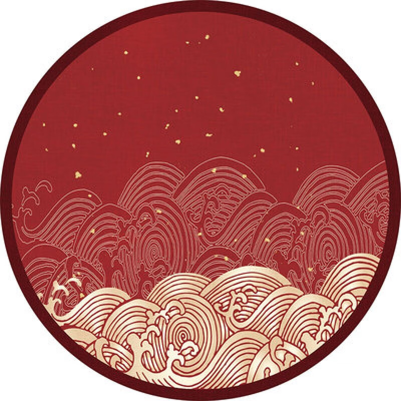 睿爸新中式红色宝宝周岁抓周用毯抓阄用品喜庆中国风圆形毯 祥云 80cm