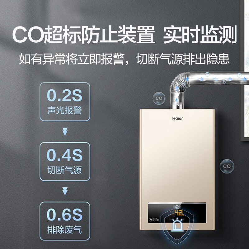 海尔（Haier）12升液化气燃气热水器 水气双调三档变升升数可调煤气热水器家用家电JSQ22-12UTS(20Y)