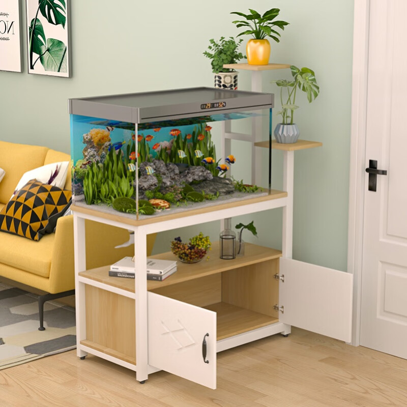 鱼缸架轻奢置物架放鱼缸的子柜花架一体底轻奢专用台承重双层矮柜开放
