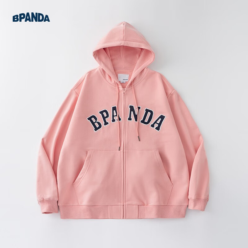 熊猫·本（ben.panda）卫衣男连帽春季新款简约日系休闲国潮复古情侣衣多穿外套 粉色 L