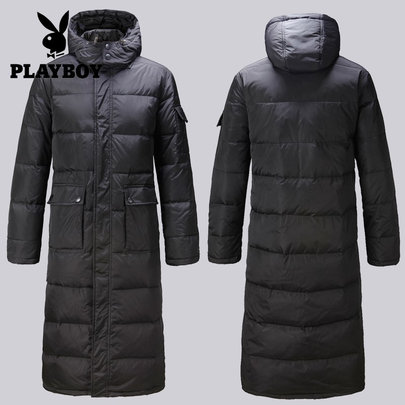 65花花公子羽绒服男158男士超长款服过膝盖防寒保暖外套中老年宽松