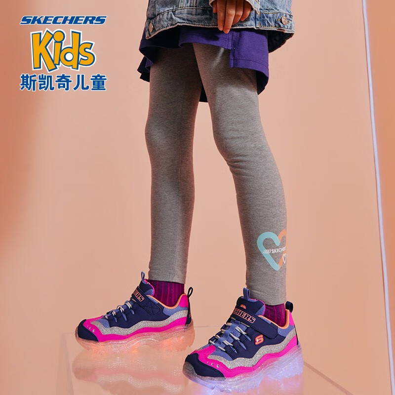 Skechers斯凯奇童装新款女童打底裤儿童长裤中大童裤子潮L320G165 中花灰 M