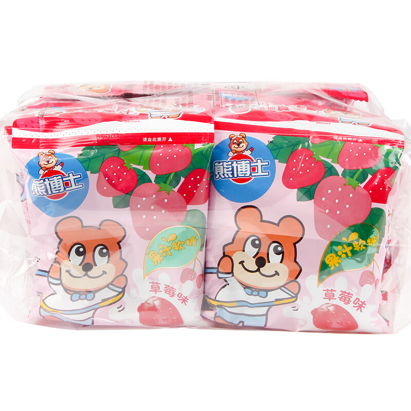 徐福记熊博士橡皮糖200g袋装qq糖果汁软糖儿童零食情人节 草莓味200g