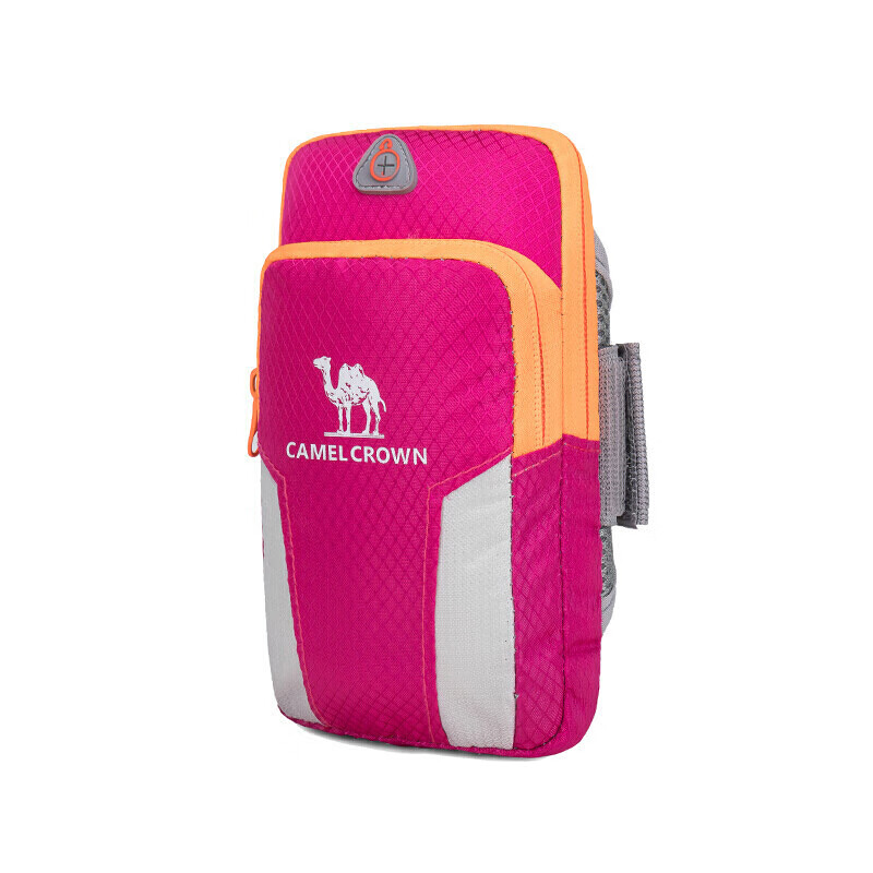 骆驼 CAMEL 户外跑步健身运动防水臂包 双袋容纳男女手臂包 8W3AMT003 粉色