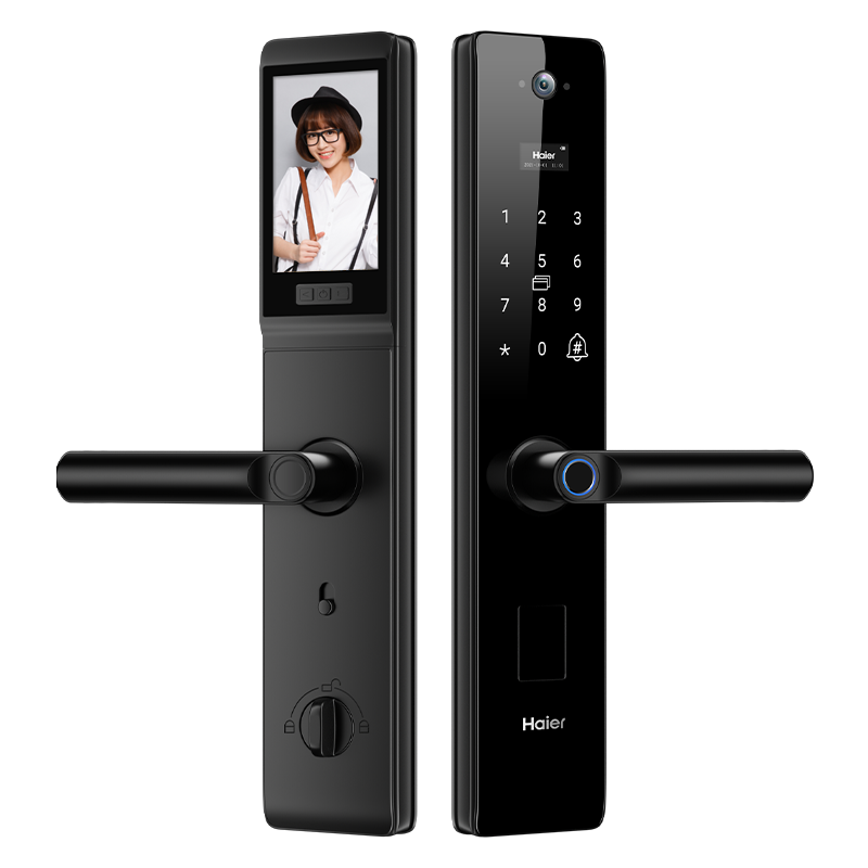 海尔(Haier)指纹锁 智能门锁 家用防盗门密码锁可视猫眼智能锁 带监控摄像头远程解锁HFH-16V-U1