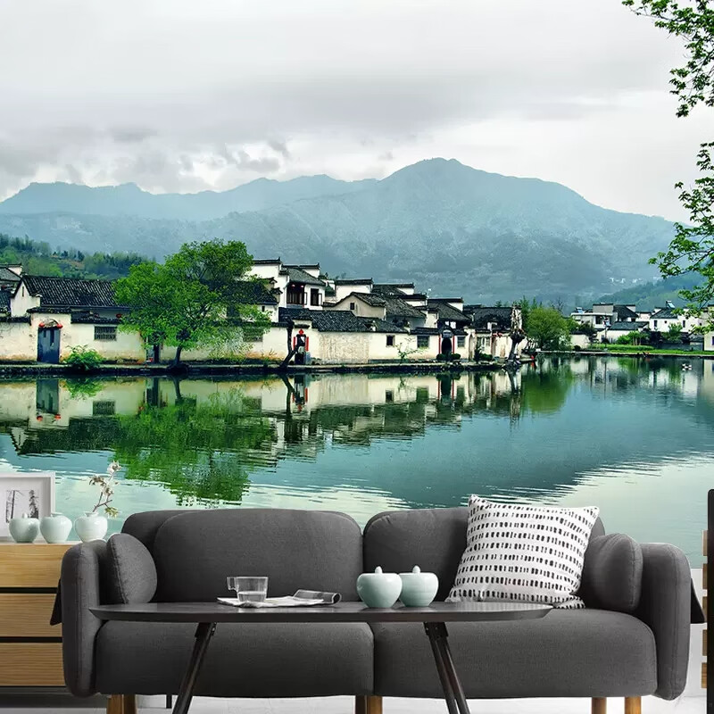 梵雅曼墙纸自粘风景画草原海报雪山峰森林树林贴画自然风光装饰墙贴壁画 F237 横版图 高60X宽90厘米