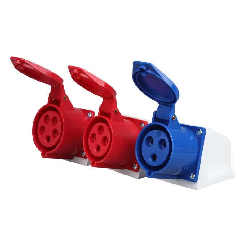 领头雁113工业明装插座16/32a防水  3芯4芯5孔航空插头三相四线连接器