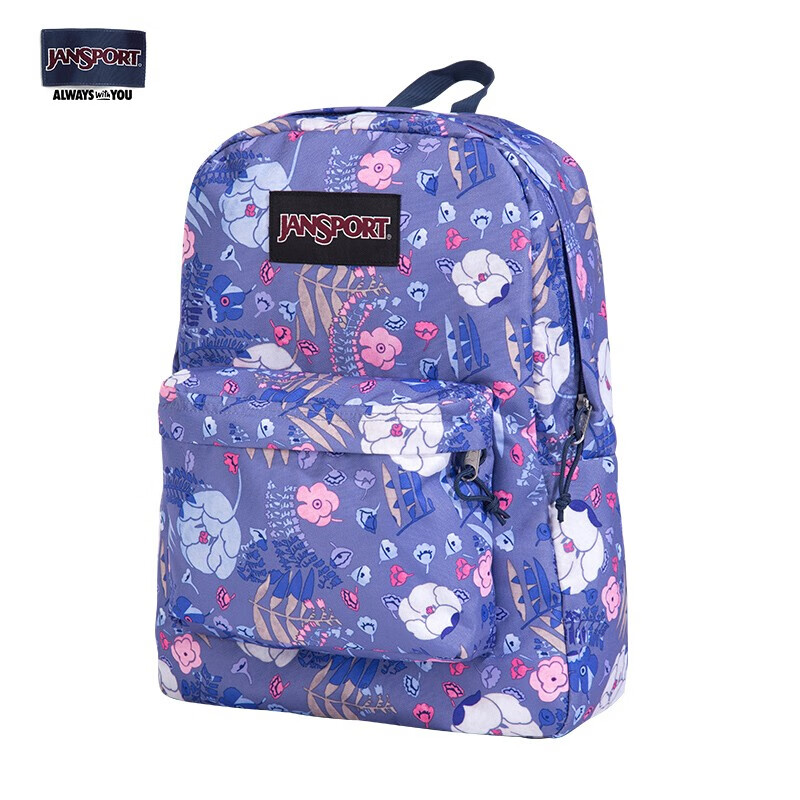 JANSPORT杰斯伯双肩包女书包背包ins风校园休闲包男TWK8 61M 蓝底繁华