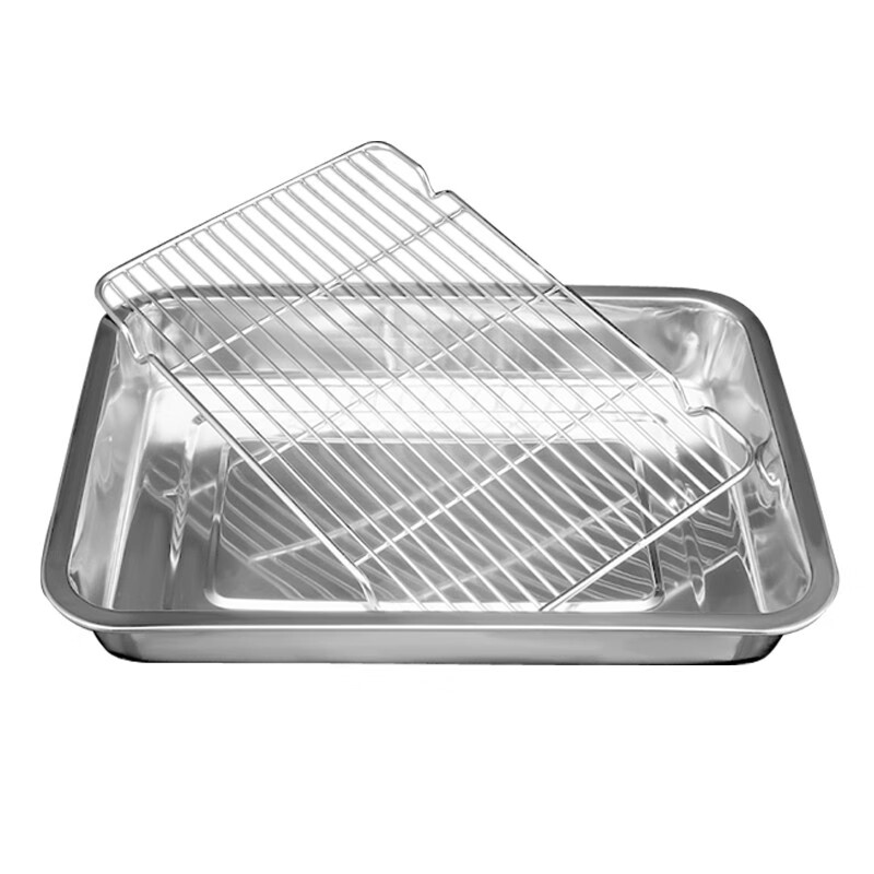御良材 不锈钢长方形沥水托盘套装洗菜沥水盘 煎炸沥油盘 烧烤盘 (35.5cm)YB-TP-LSP36W