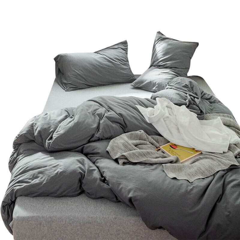 三极户外（Tri-polar）TP2982 居家床上用品天竺棉日式单色床单被罩枕套三件套 1.2米床 床单款 深灰