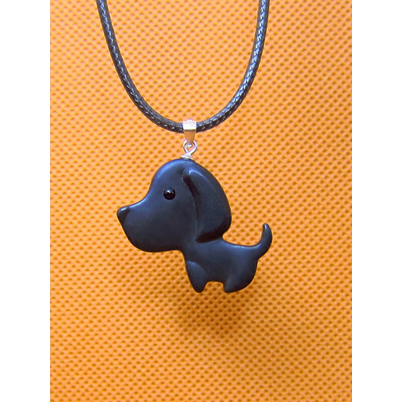 佩曼 小狗项链生肖木质男女可爱创意小动物锁骨项圈吊坠挂件钥匙扣