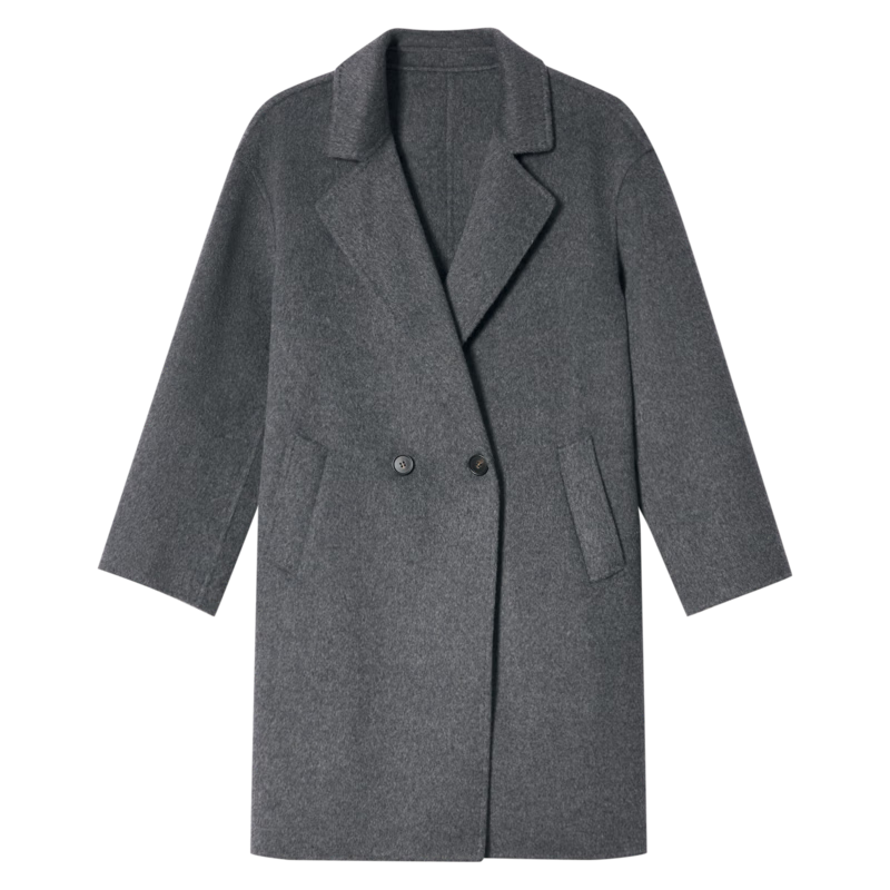 PSALTER詩篇專選冬季【100%綿羊毛】全羊毛簡(jiǎn)約經(jīng)典雙面呢大衣毛呢外套 煙灰 L 40