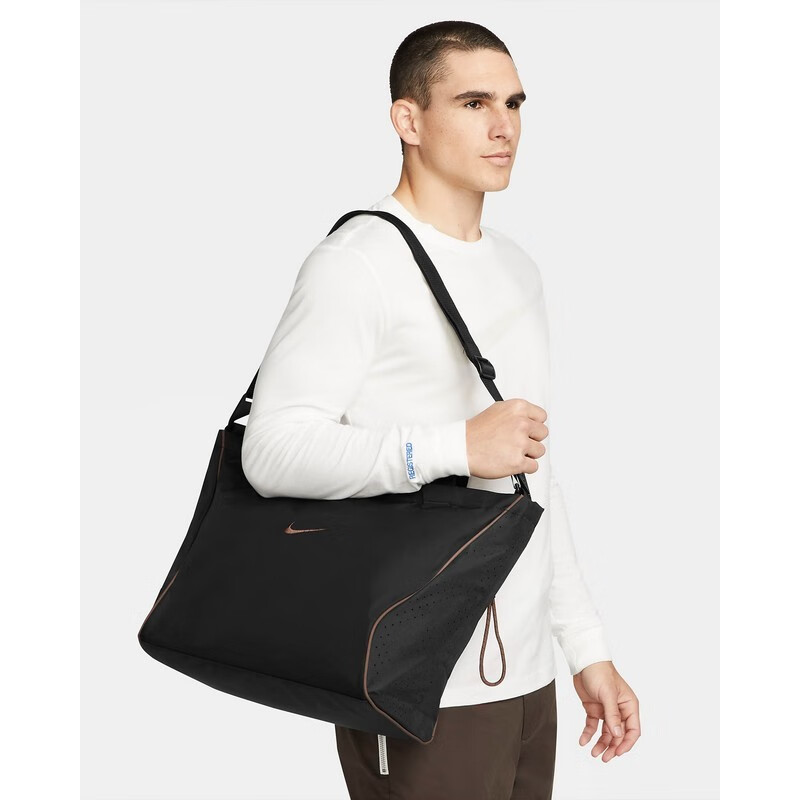 耐克（NIKE）托特包男包女包单肩包38L 健身包帆布包旅行手提袋运动包休闲旅游 Black/Ironstone OS均码 36X49X20CM