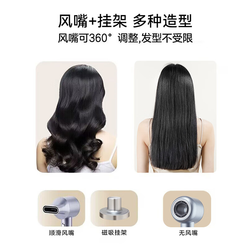 TOPHUI顶惠高速吹风机家用电吹风筒8亿负离子护发大功率风力冷热速干智能恒温养发护发礼盒装  新款 节日礼物 【高级款8001D-香槟粉】8亿负离子，11万转